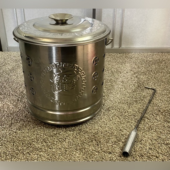 New 1Set Stainless Steel Burn Barrel Metal Incinerator Can with Burning Tong Gar - Picture 7 of 7